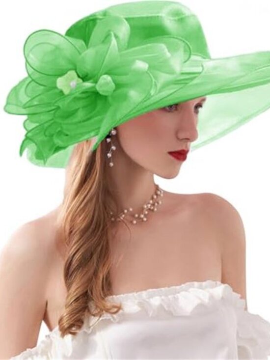 Women’s Organza Fascinator Derby Hat Wide Brim Sun Hat